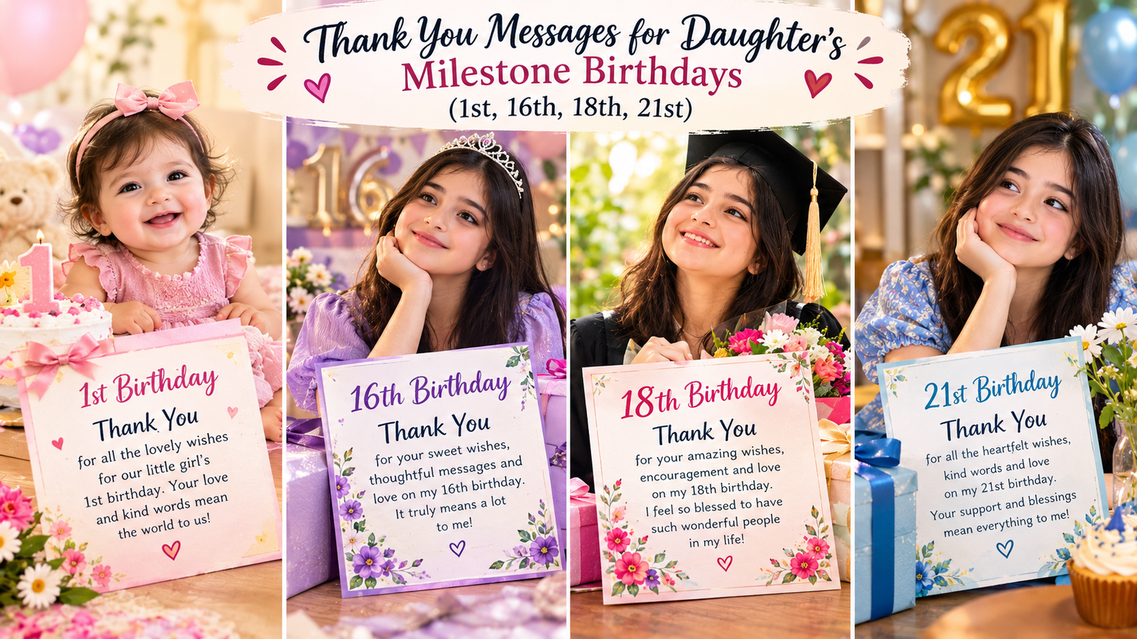 Thank You Messages for Daughter's Milestone Birthdays 